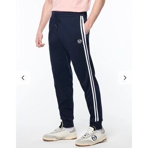 Sergio Tacchini Debossed Damarindo Velour Track Pant Maritime Blue Mens XL New
